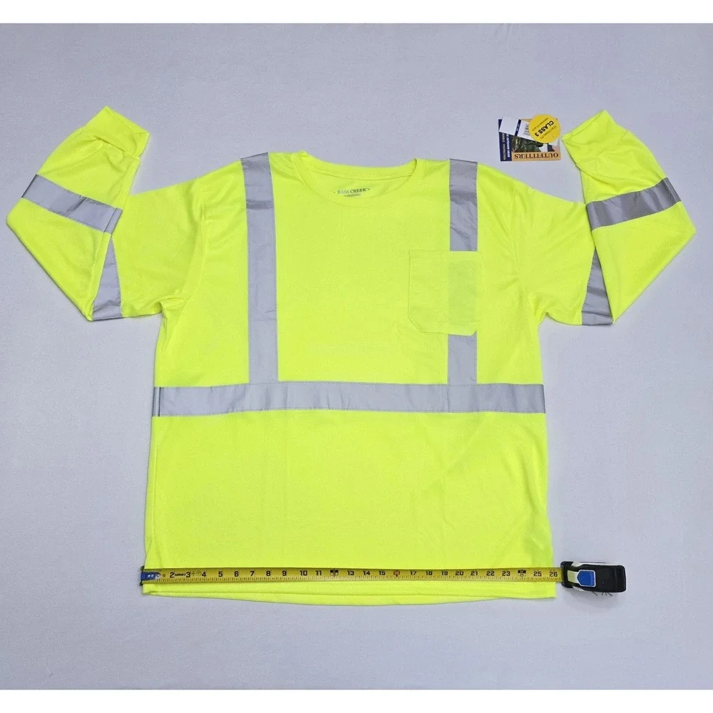Bass Creek Outfitters Hi Vis Long Sleeve Shirt Neon Yellow Class 3 2XL BO451167